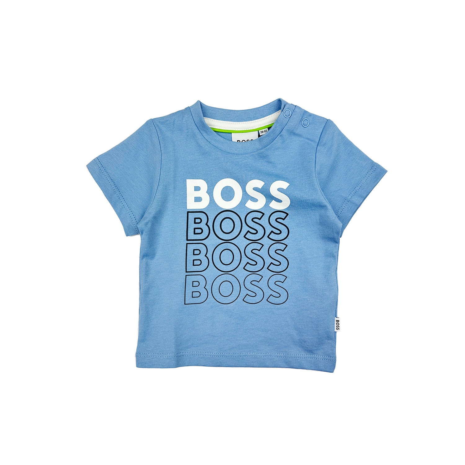 boss shirt klein blauw print